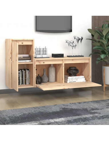 Mobili Porta TV 2 pz in Legno Massello di Pino