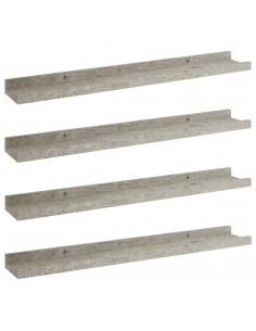 Mensole da Parete 4 pz Grigio Cemento 60x9x3 cm