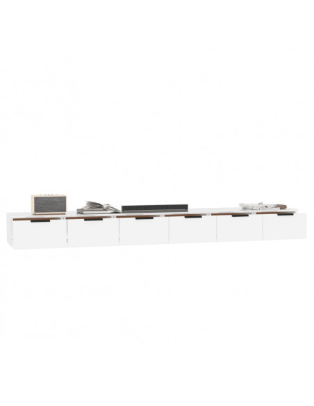 Mobili Parete 2 pz Bianco Lucido 102x30x20 cm Legno Multistrato
