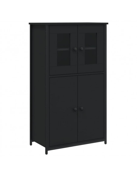 Credenza Nera 62x32x106,5 cm in Legno Multistrato