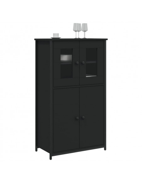 Credenza Nera 62x32x106,5 cm in Legno Multistrato