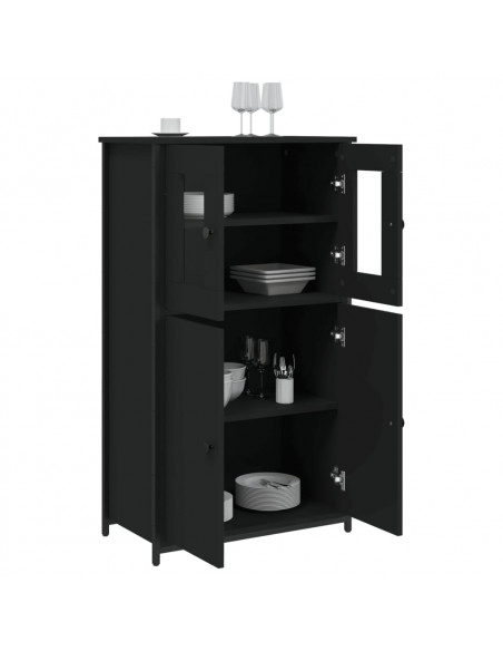 Credenza Nera 62x32x106,5 cm in Legno Multistrato