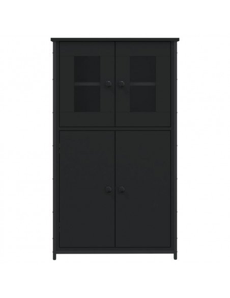 Credenza Nera 62x32x106,5 cm in Legno Multistrato