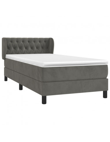 Giroletto a Molle con Materasso Grigio Scuro 90x200 cm Velluto