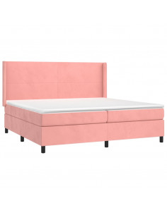 Giroletto a Molle con Materasso Rosa 200x200 cm in Velluto 2