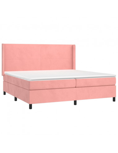 Giroletto a Molle con Materasso Rosa 200x200 cm in Velluto