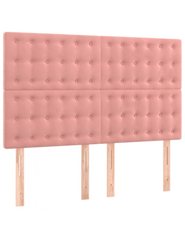 Giroletto a Molle con Materasso Rosa 140x200 cm in Velluto