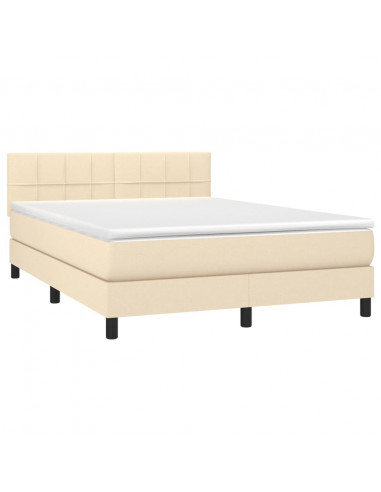 Letto a Molle con Materasso e LED Crema 140x200 cm in Tessuto