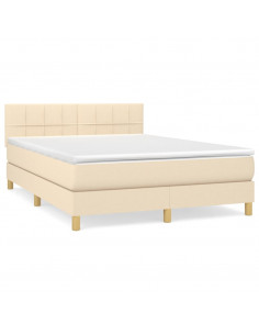 Giroletto a Molle con Materasso Crema 140x200 cm in Tessuto