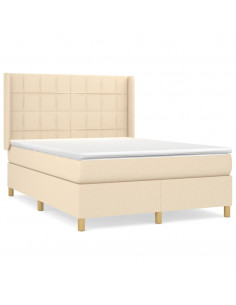 Giroletto a Molle con Materasso Crema 140x200 cm in Tessuto