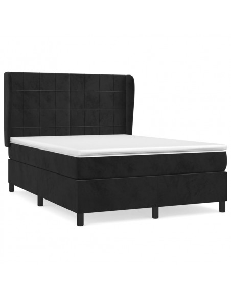 Giroletto a Molle con Materasso Nero 140x200 cm in Velluto