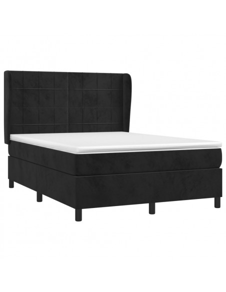 Giroletto a Molle con Materasso Nero 140x200 cm in Velluto