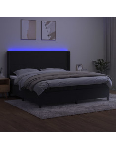 Letto a Molle con Materasso e LED Nero 200x200 cm in Velluto 2