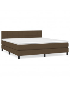 Giroletto a Molle con Materasso Marrone Scuro 180x200cm Tessuto