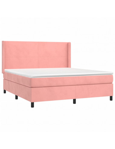 Giroletto a Molle con Materasso Rosa 180x200 cm in Velluto