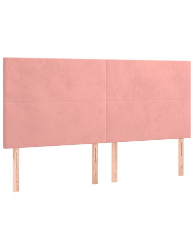 Giroletto a Molle con Materasso Rosa 180x200 cm in Velluto