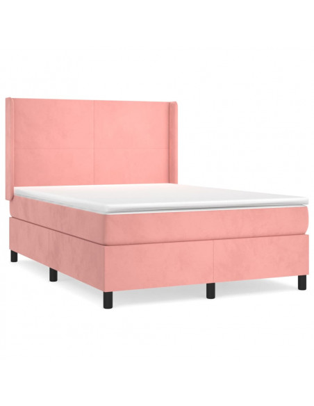 Giroletto a Molle con Materasso Rosa 140x200 cm in Velluto