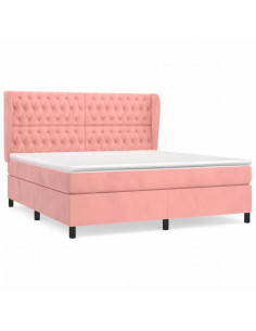 Giroletto a Molle con Materasso Rosa 180x200 cm in Velluto