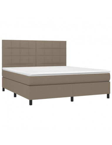 Letto a Molle con Materasso e LED Tortora 180x200 cm in Tessuto