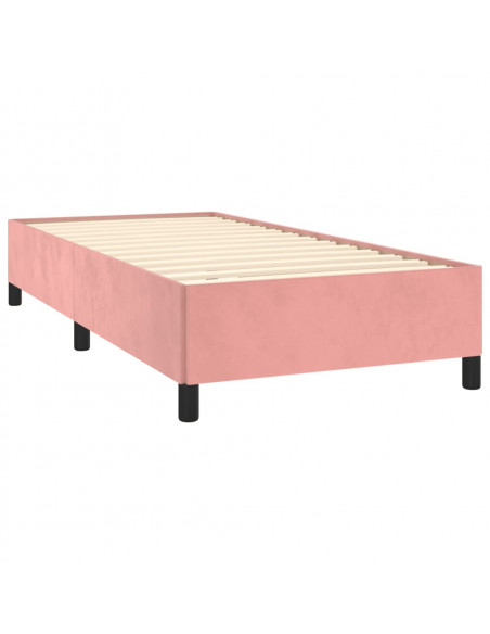 Giroletto a Molle con Materasso Rosa 100x200 cm in Velluto