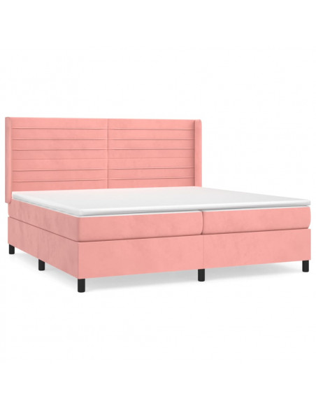 Giroletto a Molle con Materasso Rosa 200x200 cm in Velluto