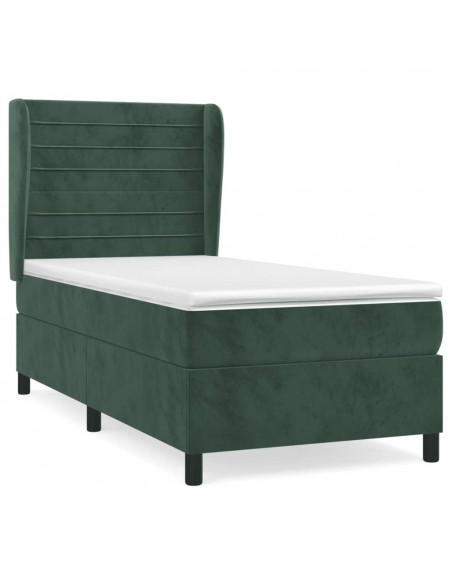 Giroletto a Molle con Materasso Verde Scuro 90x190 cm Velluto