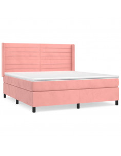 Giroletto a Molle con Materasso Rosa 180x200 cm in Velluto