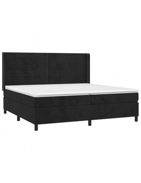 Letto a Molle con Materasso e LED Nero 200x200 cm in Velluto
