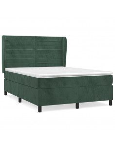 Giroletto a Molle con Materasso Verde Scuro 140x200 cm Velluto