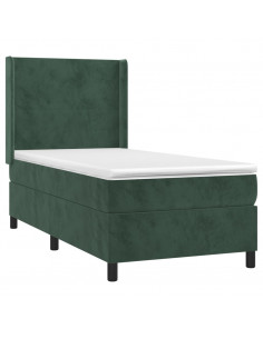 Giroletto a Molle con Materasso Verde Scuro 80x200 cm Velluto 2