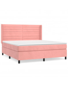 Giroletto a Molle con Materasso Rosa 160x200 cm in Velluto