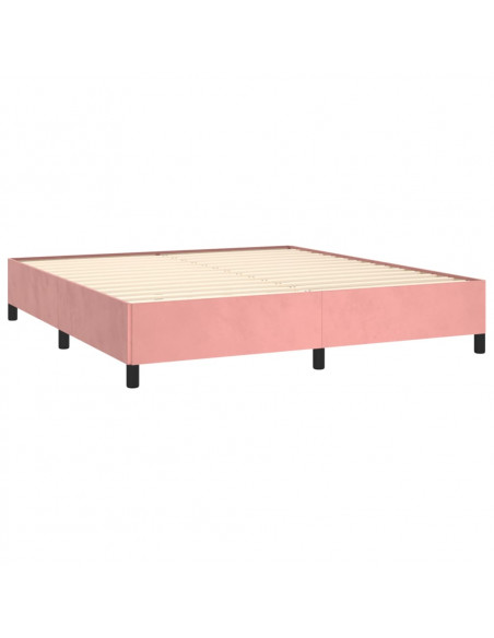 Giroletto a Molle con Materasso Rosa 160x200 cm in Velluto