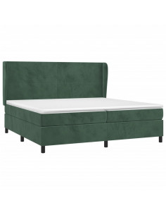 Giroletto a Molle con Materasso Verde Scuro 200x200 cm Velluto 2