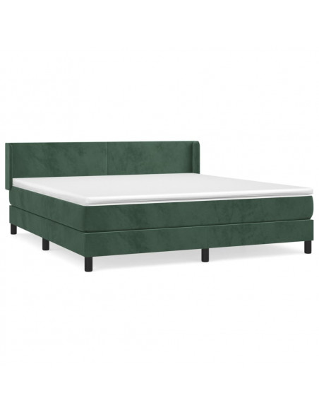 Giroletto a Molle con Materasso Verde Scuro 160x200 cm Velluto