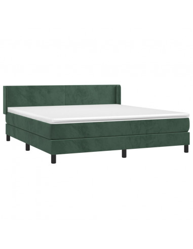 Giroletto a Molle con Materasso Verde Scuro 160x200 cm Velluto