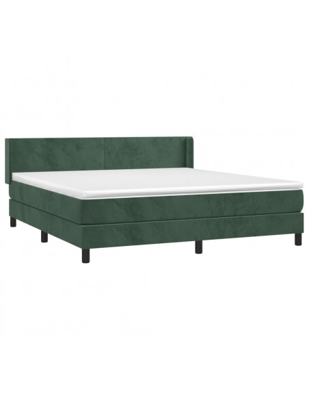 Giroletto a Molle con Materasso Verde Scuro 160x200 cm Velluto