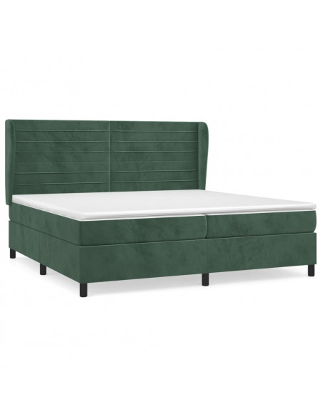 Giroletto a Molle con Materasso Verde Scuro 200x200 cm Velluto