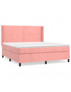 Giroletto a Molle con Materasso Rosa 180x200 cm in Velluto