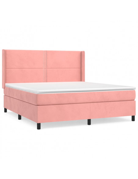 Giroletto a Molle con Materasso Rosa 180x200 cm in Velluto