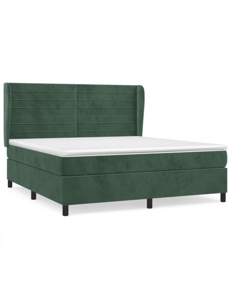 Giroletto a Molle con Materasso Verde Scuro 180x200 cm Velluto