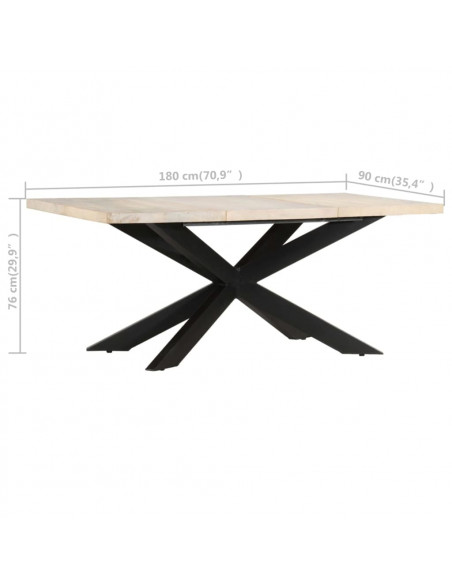 Tavolo da Pranzo 180x90x76 cm in Massello di Mango Sbiancato