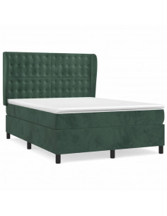 Giroletto a Molle con Materasso Verde Scuro 140x200 cm Velluto