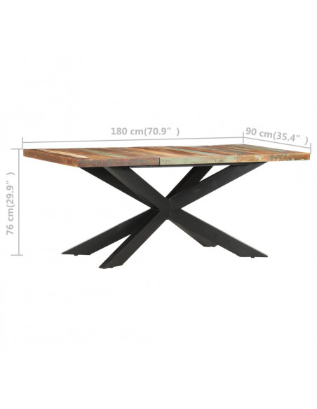 Tavolo da Pranzo 180x90x76 cm in Legno Massello di Recupero