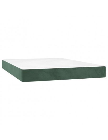 Giroletto a Molle con Materasso Verde Scuro 140x200 cm Velluto