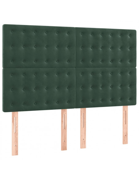 Giroletto a Molle con Materasso Verde Scuro 140x200 cm Velluto