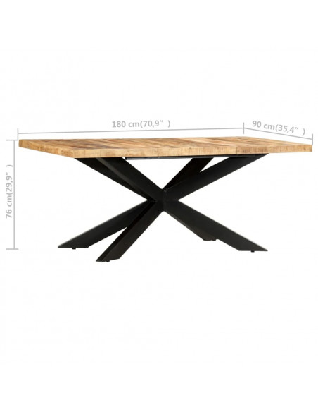 Tavolo da Pranzo 180x90x76 cm in Legno Massello di Mango Grezzo