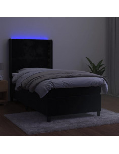 Letto a Molle con Materasso e LED Nero 80x200 cm in Velluto 2