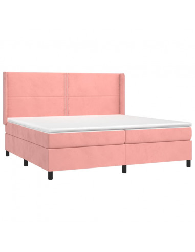 Giroletto a Molle con Materasso Rosa 200x200 cm in Velluto