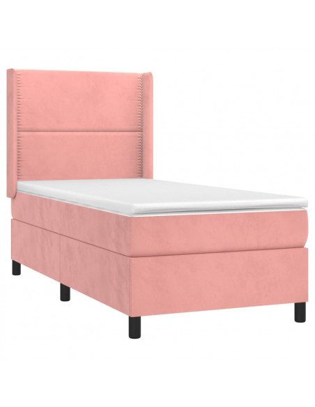 Letto a Molle con Materasso e LED Rosa 80x200 cm in Velluto