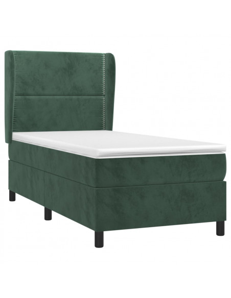 Giroletto a Molle con Materasso Verde Scuro 80x200 cm Velluto
